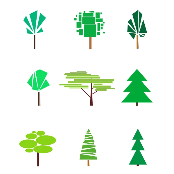 Geometric trees. Symbols — Stock Vector