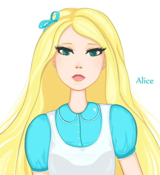¡Alice! Chica rubia bonita — Vector de stock