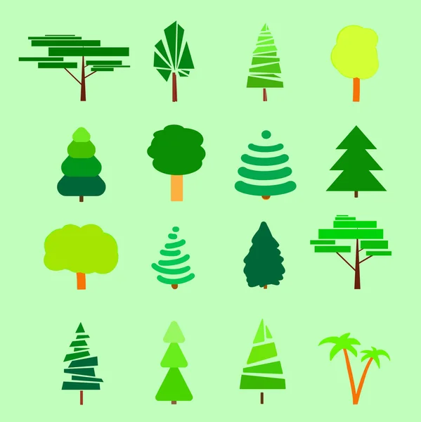 Geometrische grüne Bäume. — Stockvektor