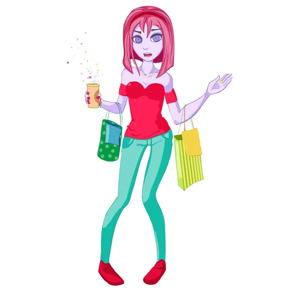 Zombie de compras. Zombie. — Vector de stock