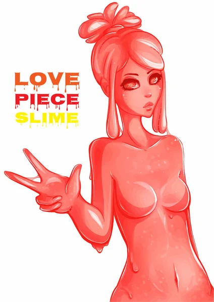 Hot slime girl. Orange girl. — Stock Vector