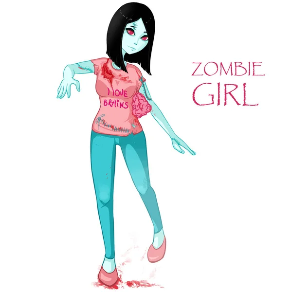 Zombie meisje. Vectorillustratie — Stockvector