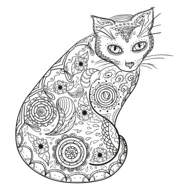 Kedi. Tasarım Zentangle.