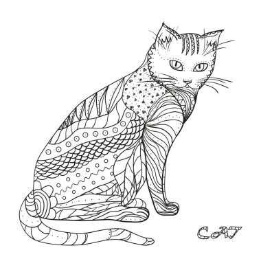 Kedi. Tasarım Zentangle.