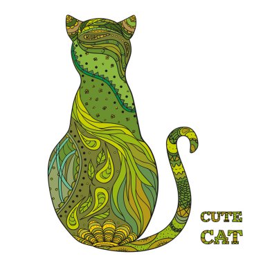 Kedi. Tasarım Zentangle.