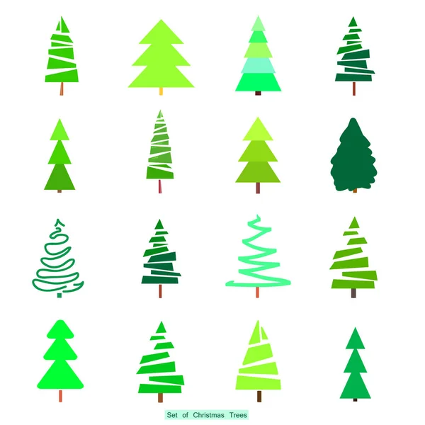 Geometrické stromy. Zelený vánoční stromky. — Stockový vektor