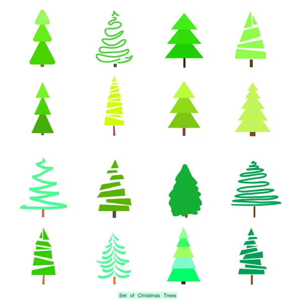 Geometrische bomen. Groene kerstbomen. — Stockvector