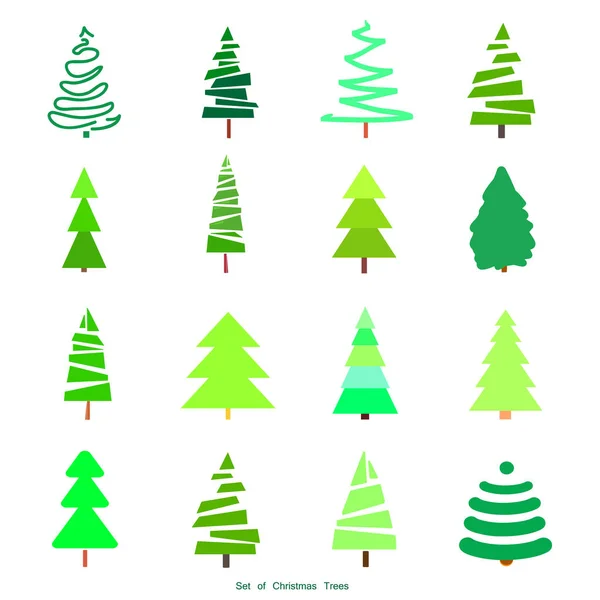 Geometrické stromy. Zelený vánoční stromky. — Stockový vektor