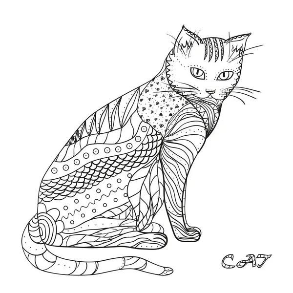 Gato. Projeto Zentangle . — Vetor de Stock