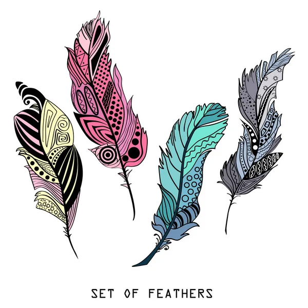 Plumas. Diseño Zentangle . — Vector de stock