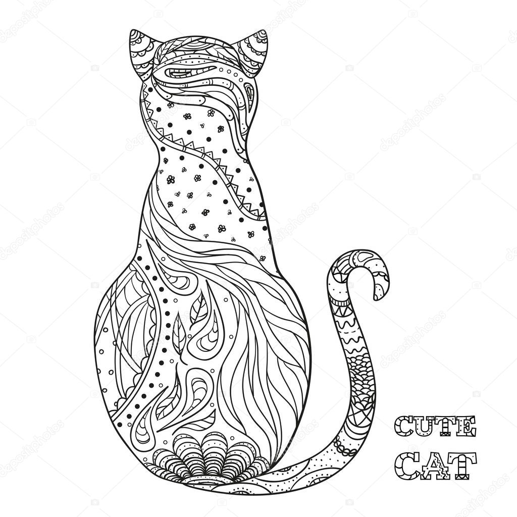 Cat. Design Zentangle. — Stock Vector © MikaBesfamilnaya #140919744