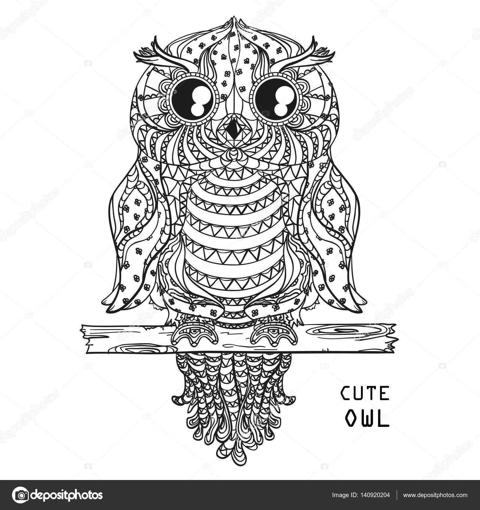 フクロウ。デザイン Zentangle. ストックベクター フクロウ。デザイン Zentangle. ストックベクター