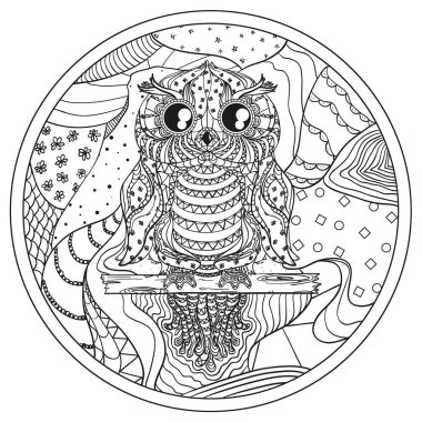 Baykuş. Mandala baykuş ile.