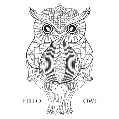 Baykuş. Tasarım Zentangle.