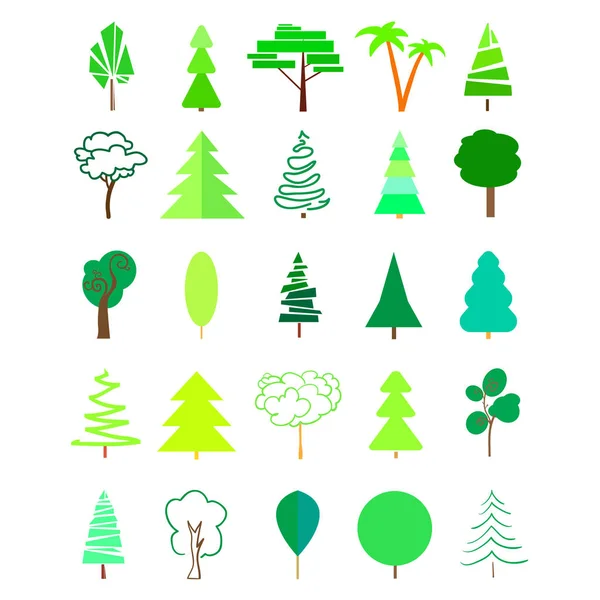 Árboles geométricos. Set de iconos — Vector de stock