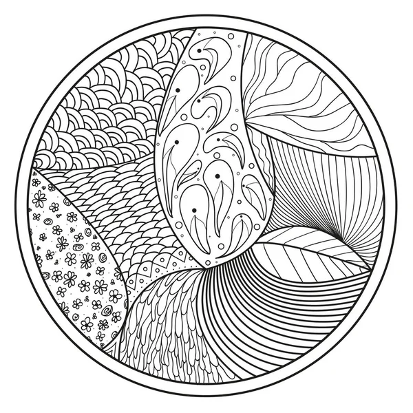 Zendala. Zentangle. Mandala círculo dibujado a mano — Vector de stock