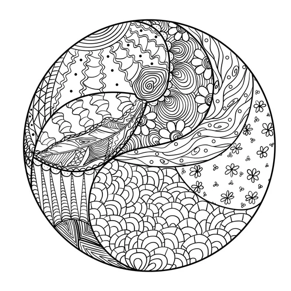 Зендала. Зентагл. Мандала с нарисованным кругом — стоковый вектор