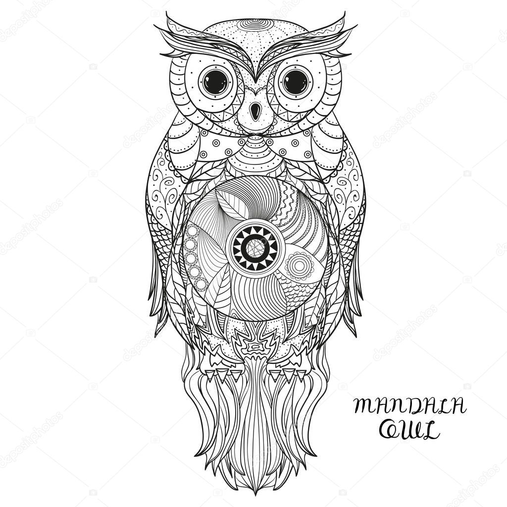 Owl. Design Zentangle.