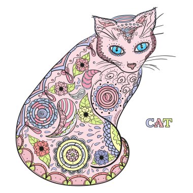 Kedi. Tasarım Zentangle.