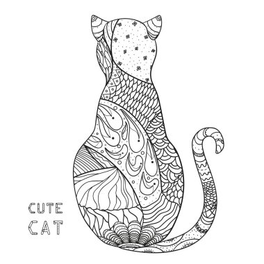 Kedi. Tasarım Zentangle.