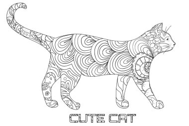 Kedi. Tasarım Zentangle. 