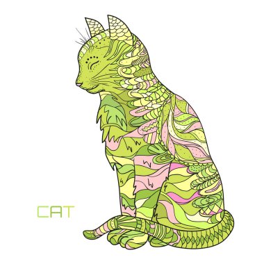Kedi. Tasarım Zentangle.