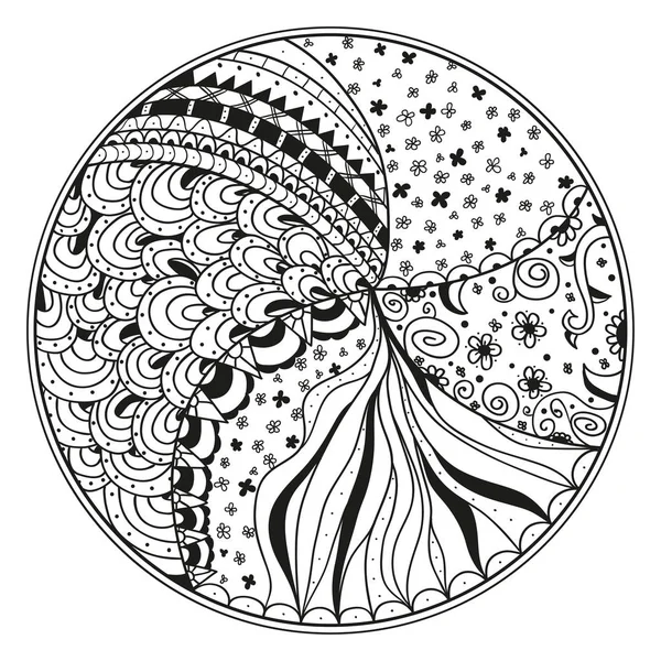 Zendala。Zentangle。ライン アートの作成. — ストックベクタ