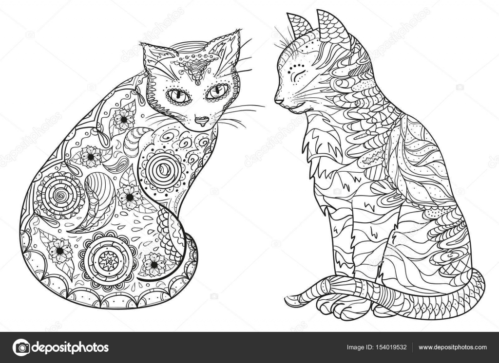 Zen cats. Design Zentangle. — Stock Vector © MikaBesfamilnaya #154019532