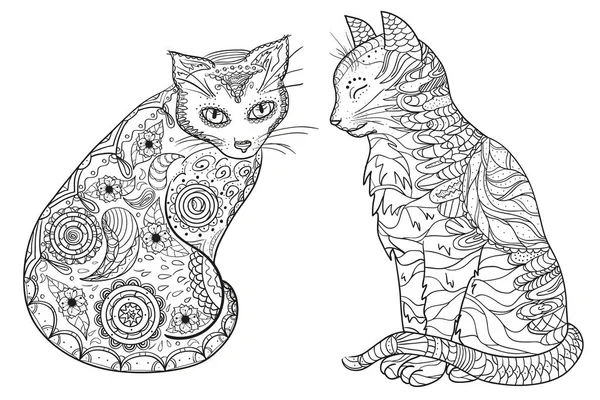 Zen kediler. Tasarım Zentangle. 