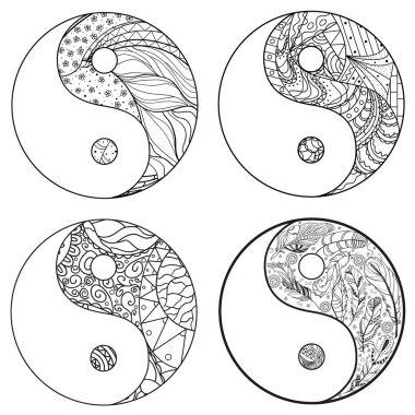 Yin ve Yang. Zentangle.