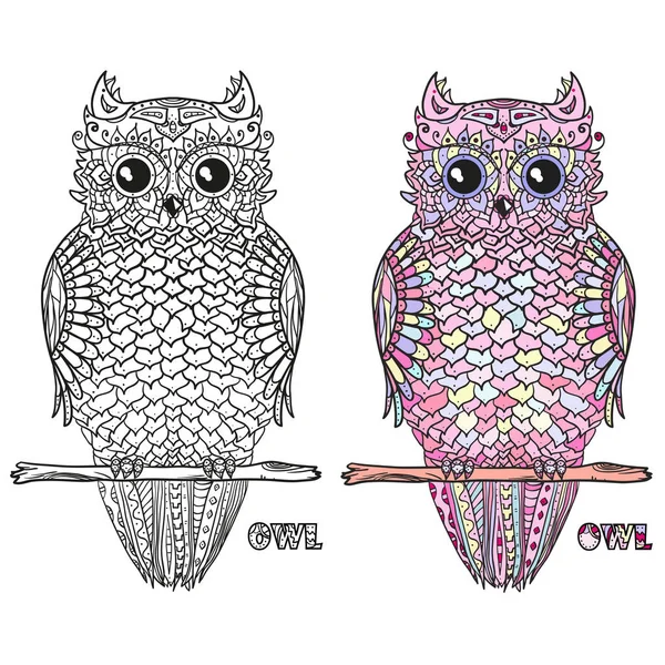 Owl. Design Zentangle. — Stock vektor