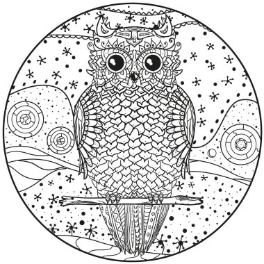 Mandala with owl clipart