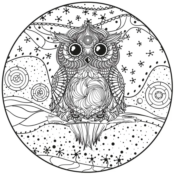 Mandala with owl — Stock Vector