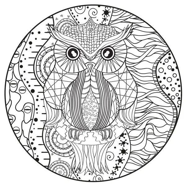 Mandala met uil — Stockvector