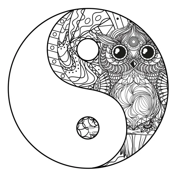 Yin i Yang. Zentangle. — Wektor stockowy