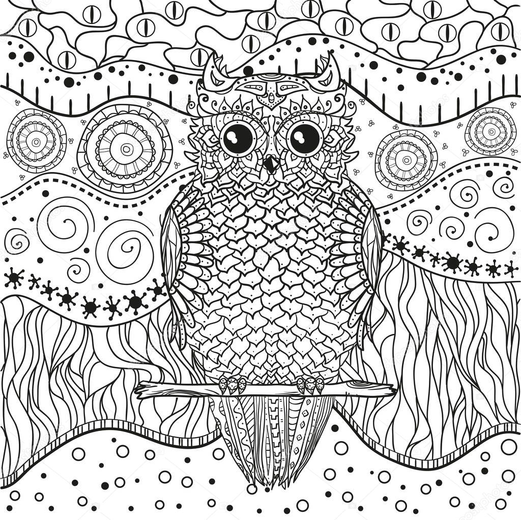 Mandala mit Eule — Stockvektor © MikaBesfamilnaya #156469638