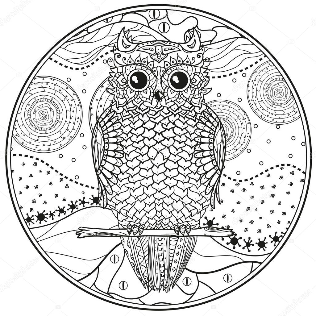 Fotos: animales mandalas | Mandala de búho — Vector de ...