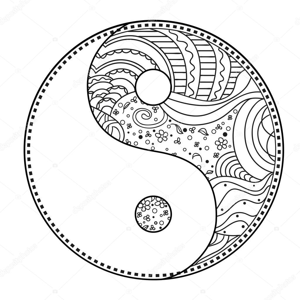 Dessin De Yin Yang  Ying Yang vector cartoon linked to day and night