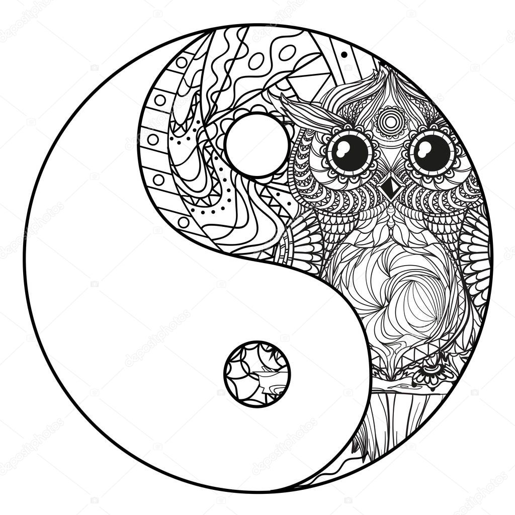 Yin and Yang. Zentangle. — Stock Vector © MikaBesfamilnaya #156469698