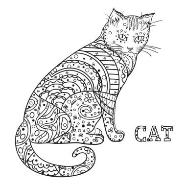 Kedi. Tasarım Zentangle.