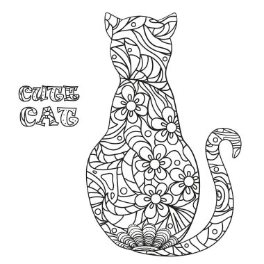 Kedi. Tasarım Zentangle.