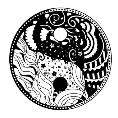 Yin ve Yang. Zentangle.
