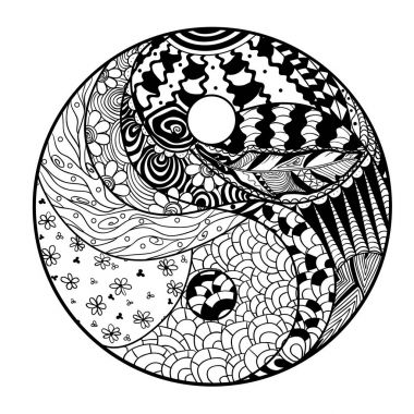Yin ve Yang. Zentangle.