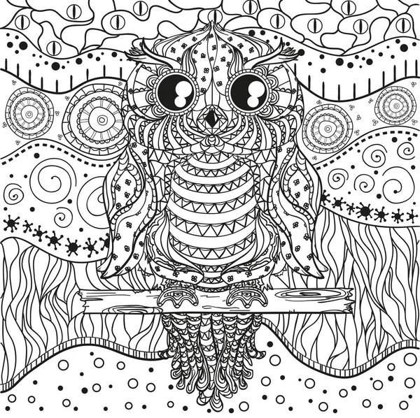 Mandala with owl — Stock Vector