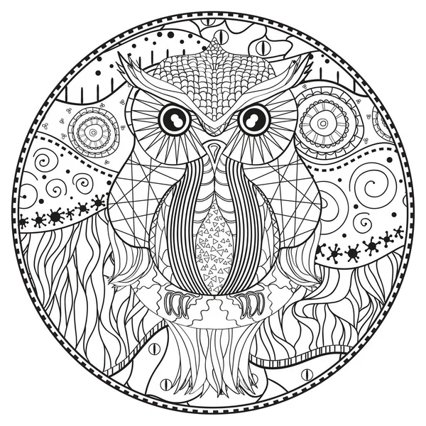 Mandala con búho — Archivo Imágenes Vectoriales