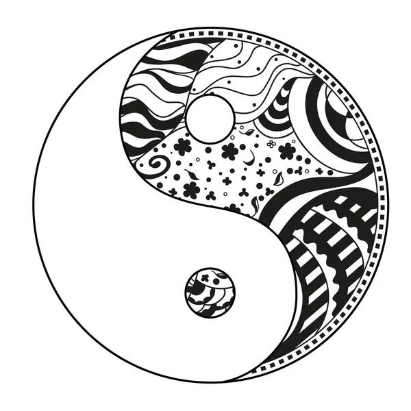 Yin y Yang. Zentangle. . — Archivo Imágenes Vectoriales