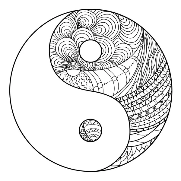 Yin e Yang. Zentângulo . —  Vetores de Stock