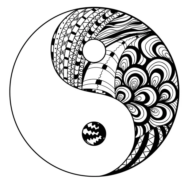 Yin i Yang. Zentangle. — Wektor stockowy