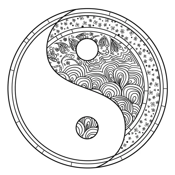 Yin y Yang. Zentangle. . — Archivo Imágenes Vectoriales