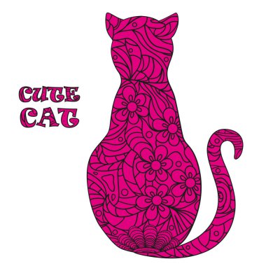 Kedi. Tasarım Zentangle.